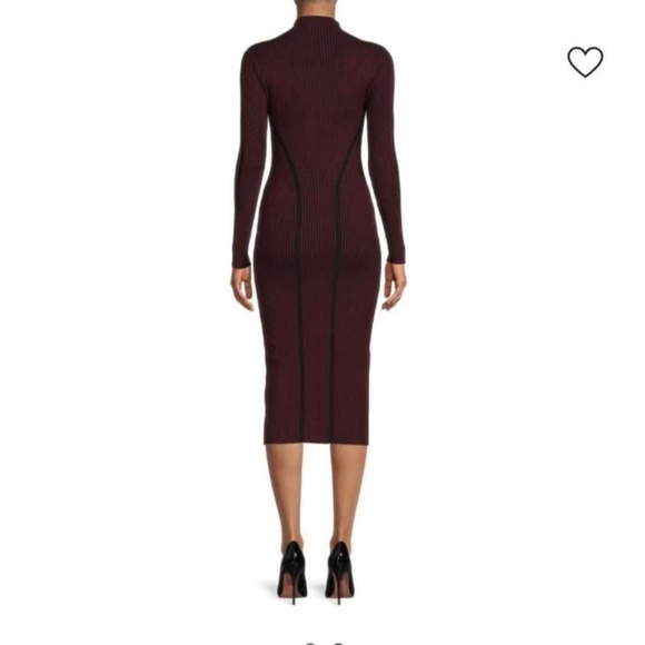 Berry Colored Ribbed Bodycon Dress - Picture 2 of 5